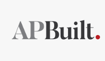 A black and white image of the logo for ap built.