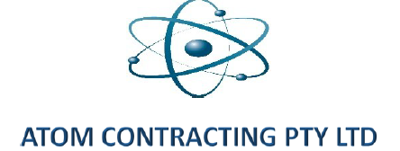 A blue logo of contracting