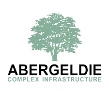 A green tree with the words abergeldie complex infrastructure underneath it.