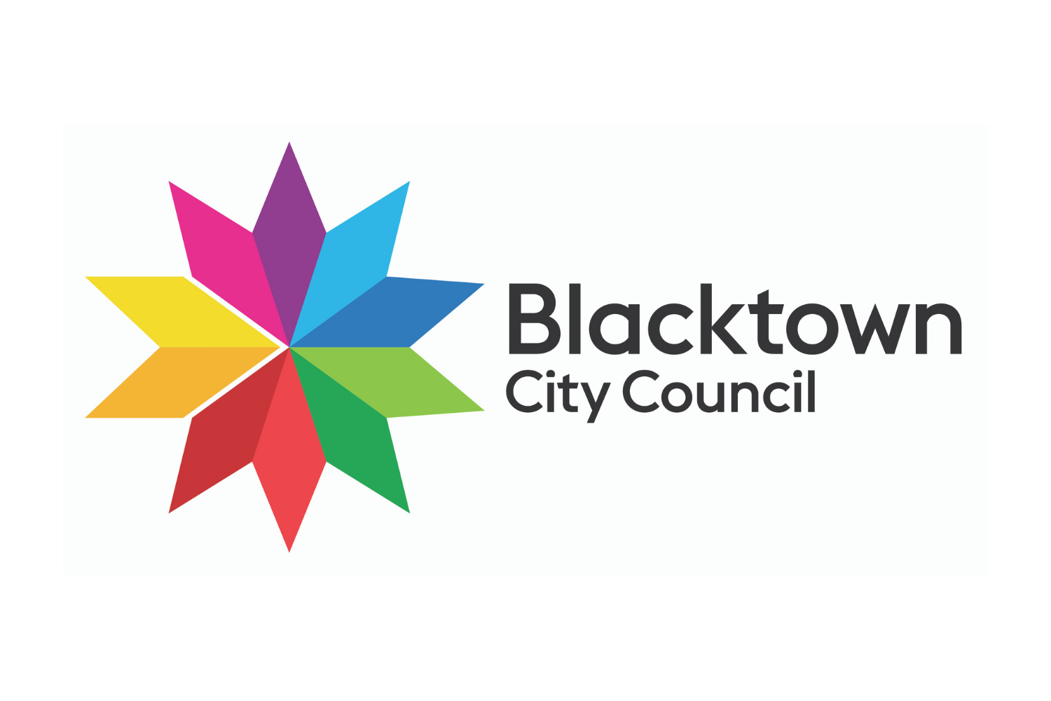 A colorful star with the words blacktown city council underneath it.