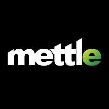 A black background with the word mettle in white