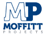 A blue and white logo for the moffitt project.
